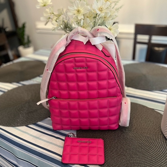 Michael Kors Pink Quilted Backpack - Picture 1 of 4